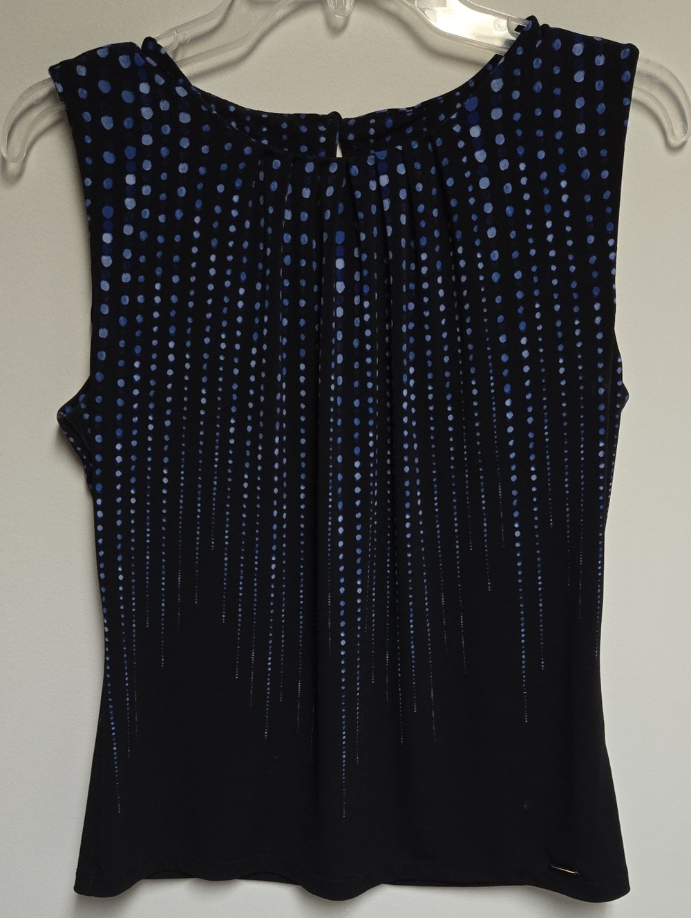Sleevless Calvin Klein Black with Blue Dot Cascade Top MEDIUM